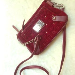 Nicole Miller Red Velvet Quilted handbag